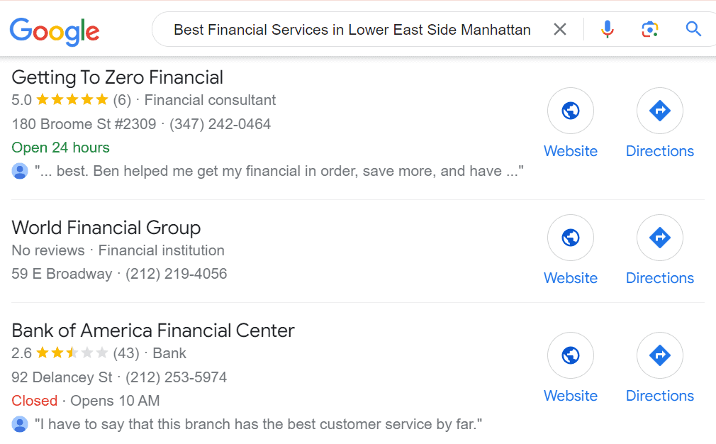 local seo for financial services