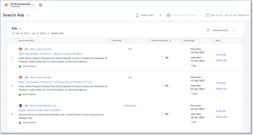 Search Ads Report-Similarweb