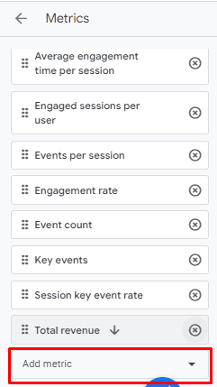 Add Metric in GA4