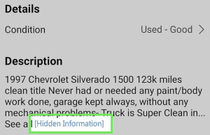 Hidden Information on Facebook Marketplace