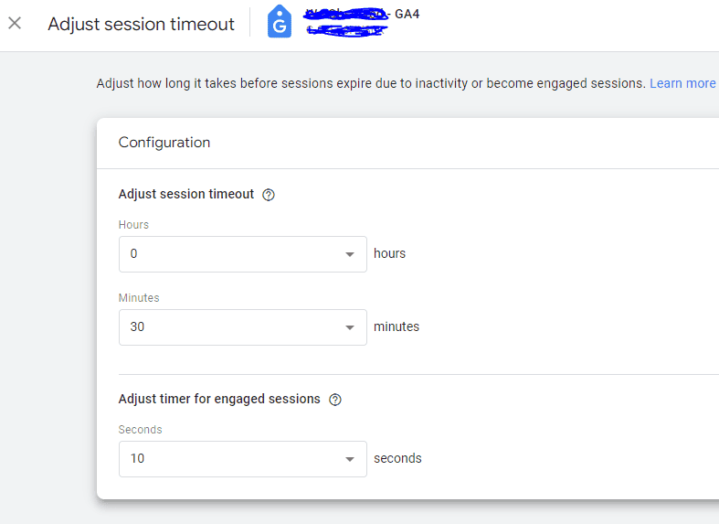 Session Timeout Settings in GA4