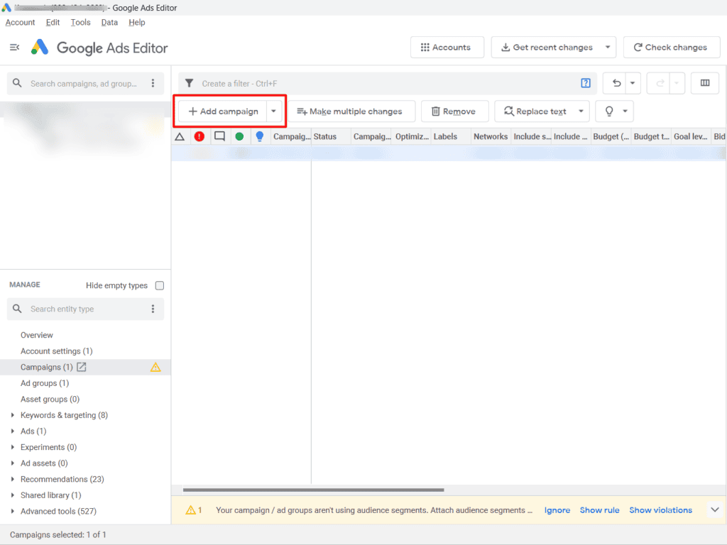 Google ads editor create campaigns