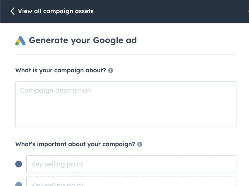 Hubspot Google Ads Copy Generator