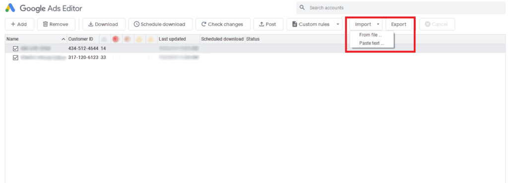 Google Ads Editor Import Export Files